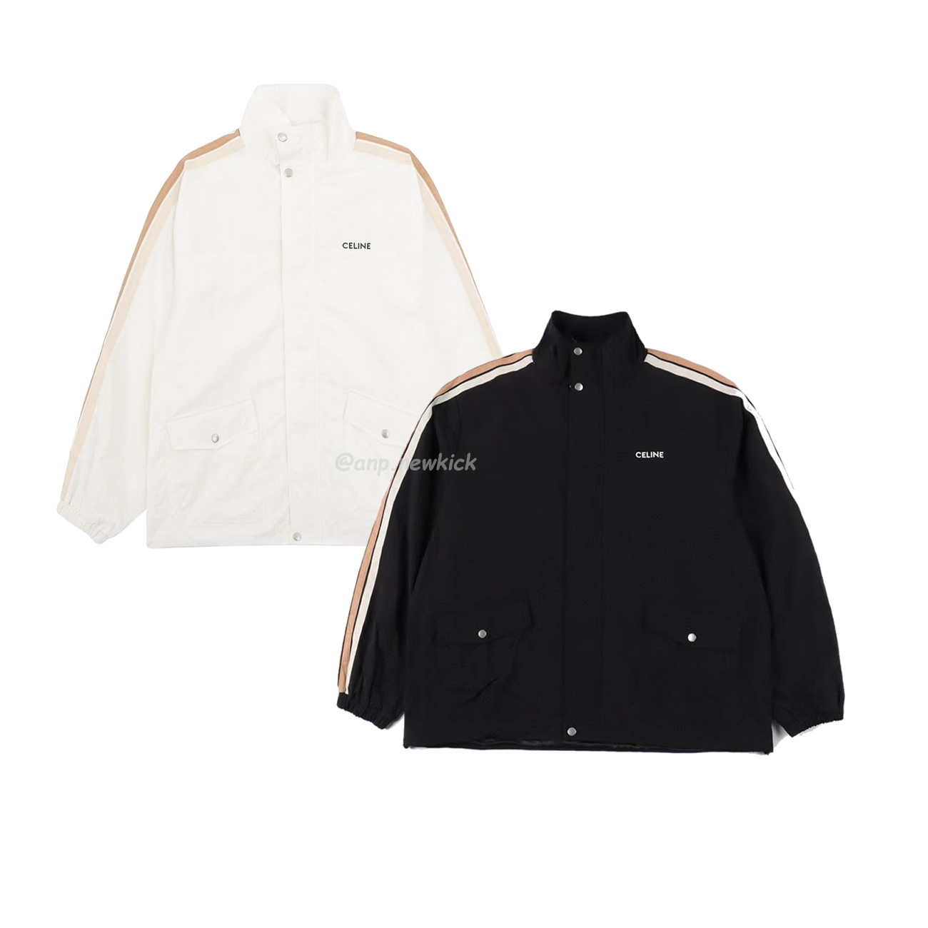 Celine Side Woven Zippered Jacket Black White (1) - newkick.cc